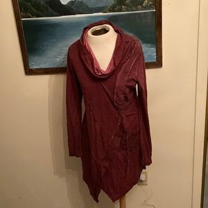 Cute asym layered look distressed red woodland fairy short dress or tunic